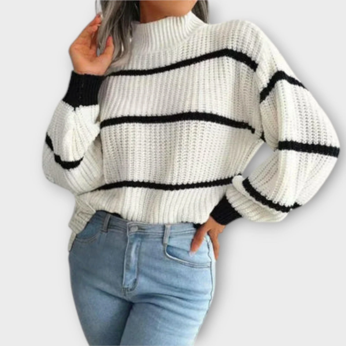 Chavala - Suéter de Cuello Alto a Rayas