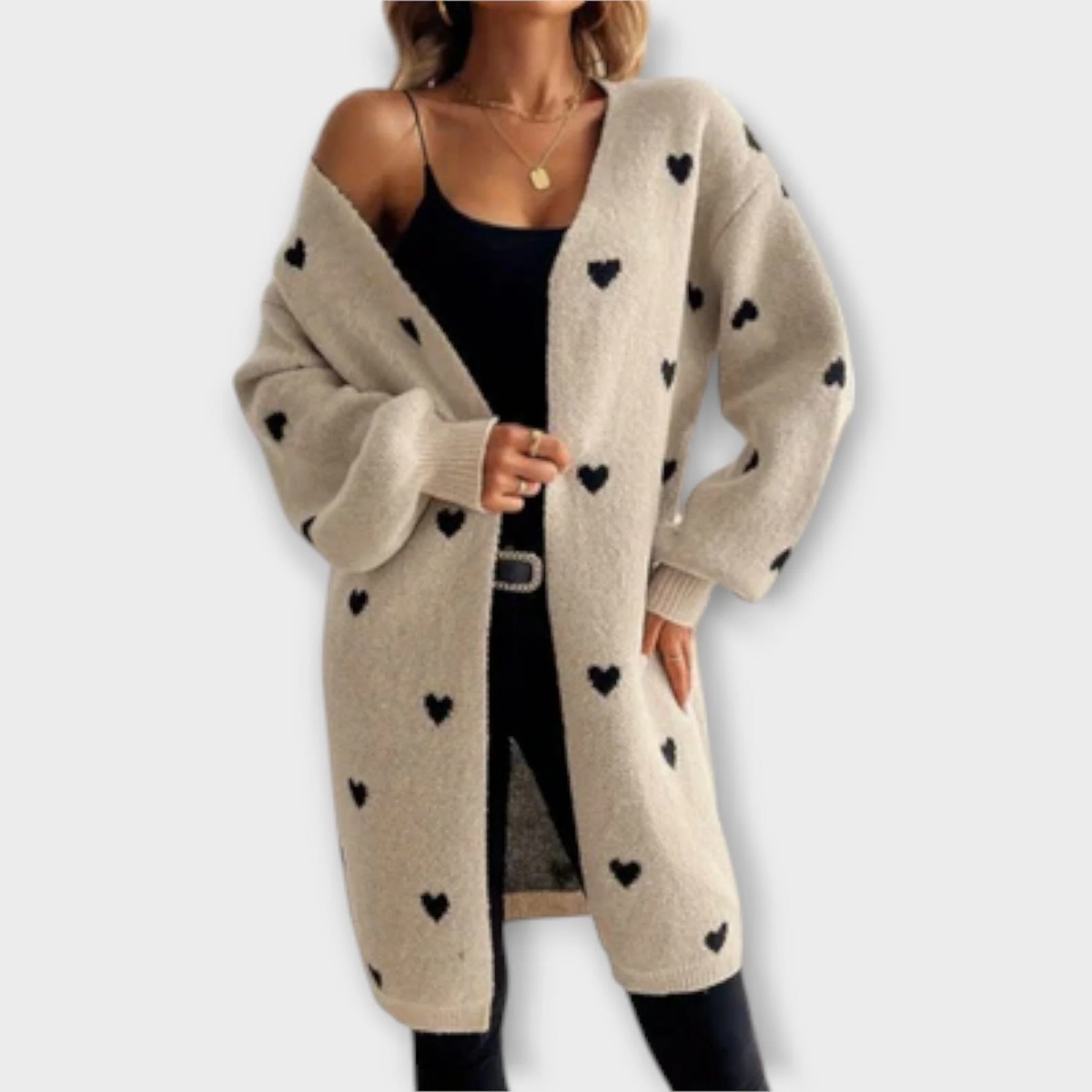 Julia - Cárdigan con Estampado de Corazón