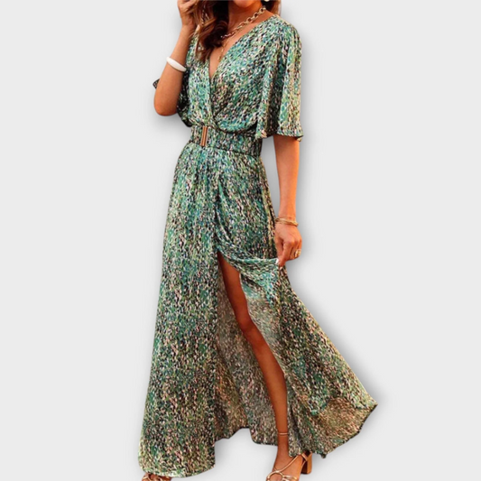 Sabine – Elegante vestido cruzado largo con diseño fluido