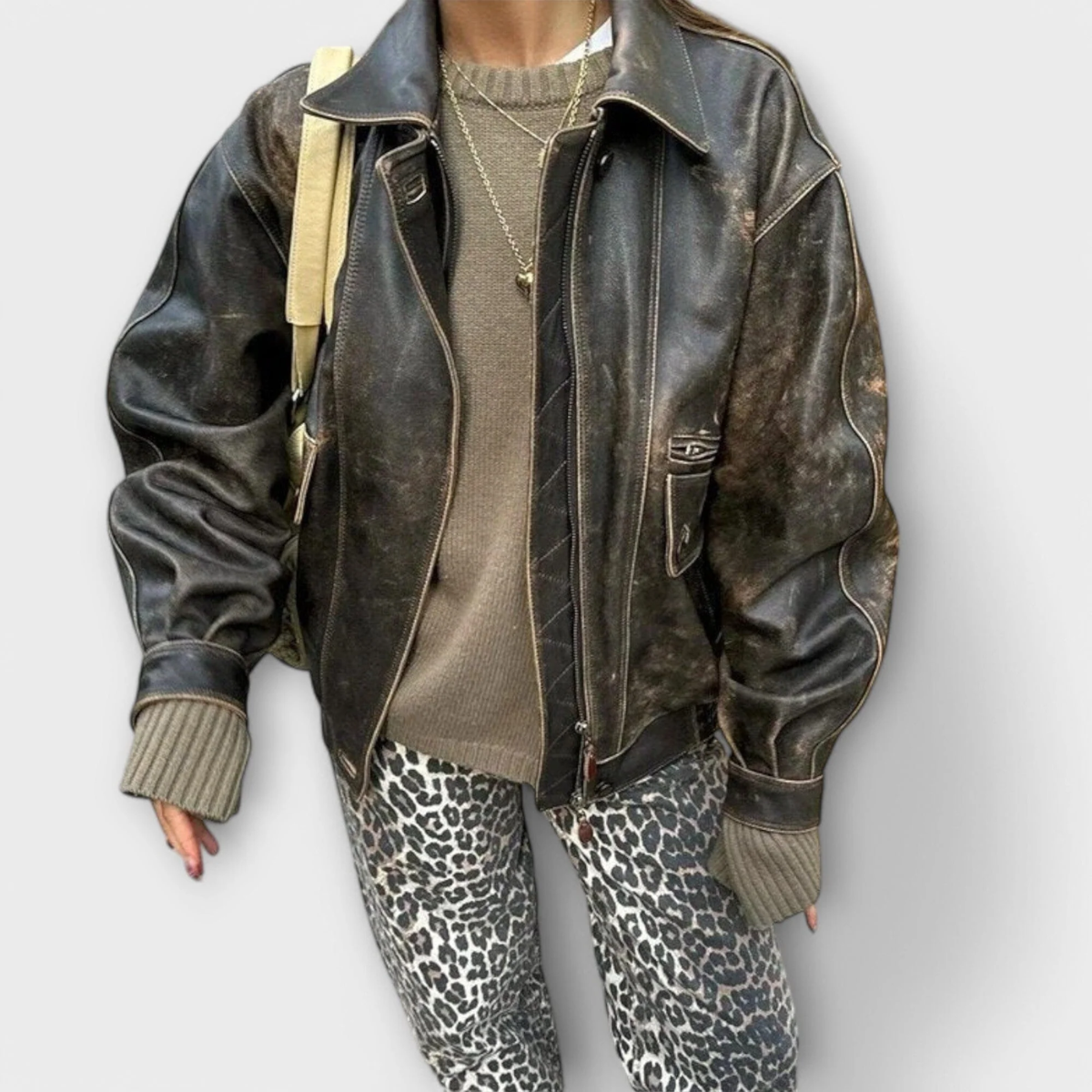 Chandra – Jeans vintage con estampado de leopardo